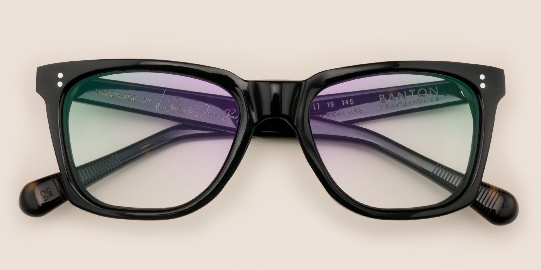 Black Rectangular Spectacles with Dark Havana Temples