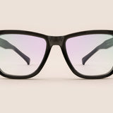 Transparent Dark Grey wayfarer style spectacles front facer