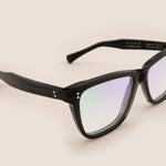 Transparent dark grey wayfarer style spectacles Side View