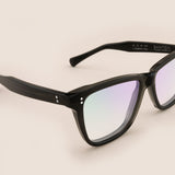 Transparent dark grey wayfarer style spectacles Side View